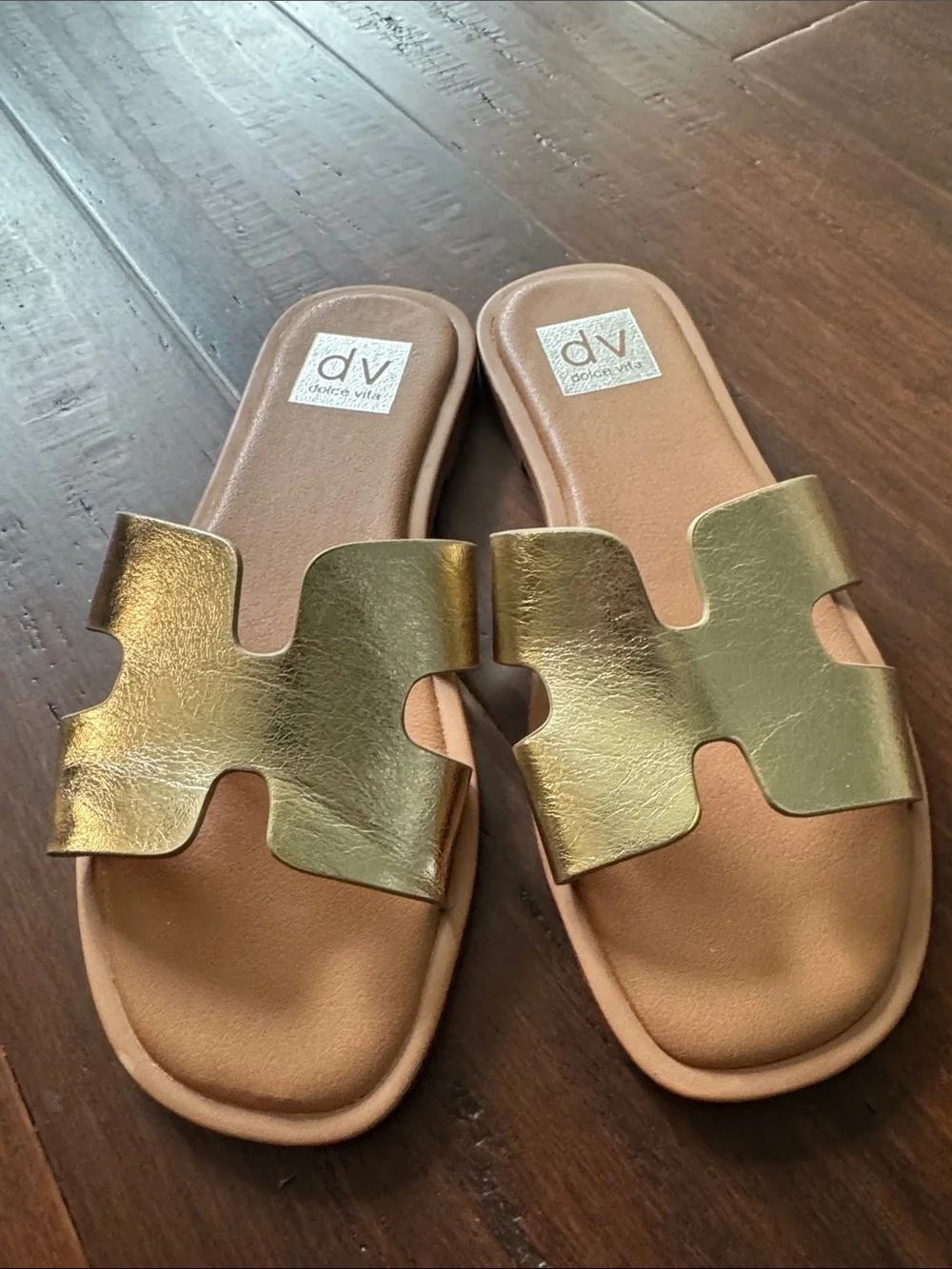 DV by Dolce Vita Metallic Gold Slide Sandals for Women